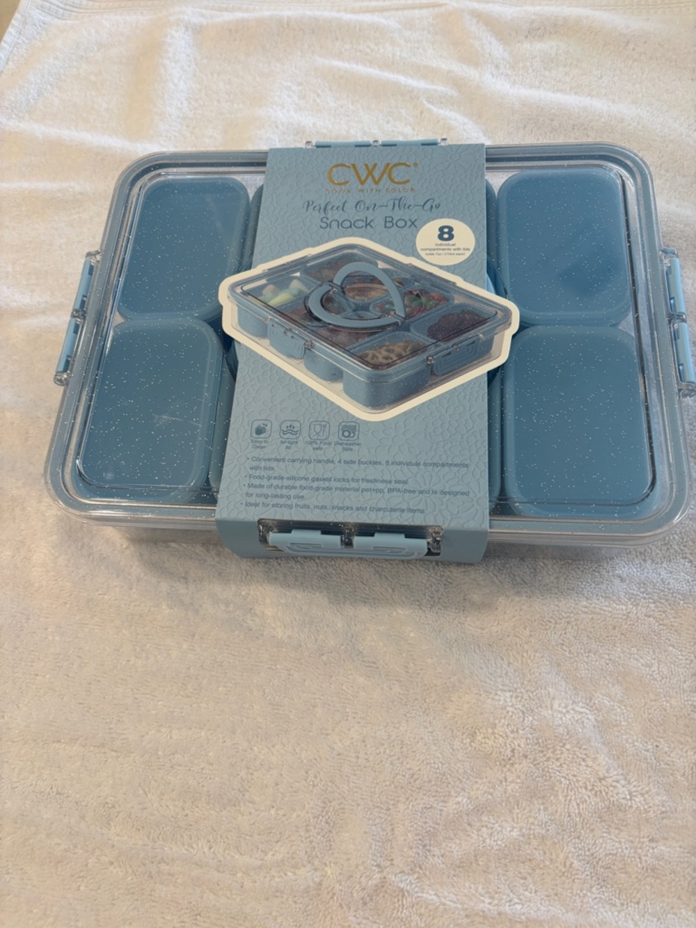 Cook With Color (CWC) - Blue Perfect On-The-Go Snack Box - 8 Compartments. NWT - Picture 4 of 7